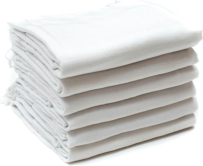 Turkish Beach Towels Set of 6, for Tie-dye, Oversized 72x40" Turkish Cotton | Soft Hammam Peshtemal, Sand Free, Quick-Dry, Absorbent Bath Towel | Lightweight & Compact for Travel, Pool, Gym, Spa - White