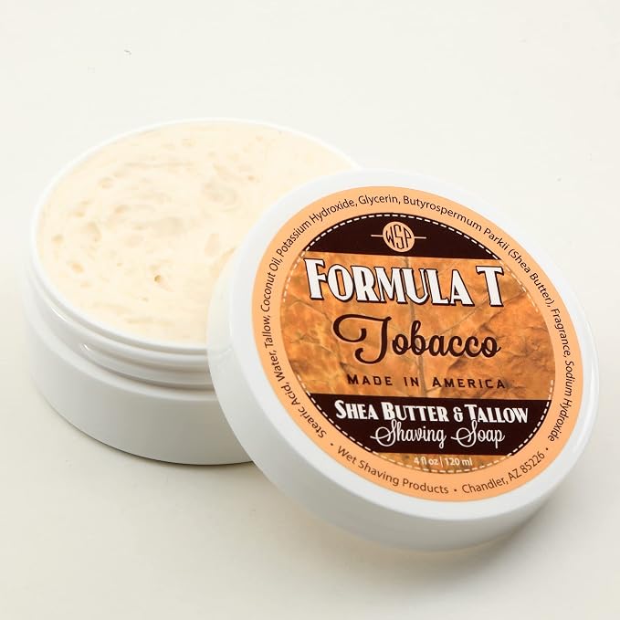 Shaving Soap WSP Formula T (Tobacco) 4 Oz Made with Shea Butter & Tallow