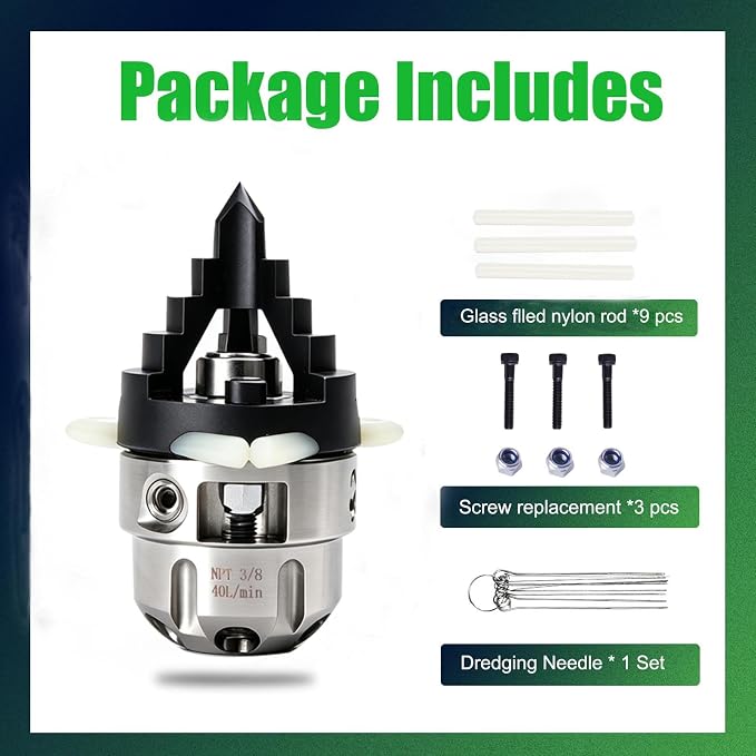 3/8" NPT Sewer Jetter Rotating Nozzle, Plastic Tip & Nylon Scraper Blades, Non-Scratch Pipe Safe, 2900 PSI, 40L/Min (10.57 GPM), Drain Cleaner for Pressure Washers