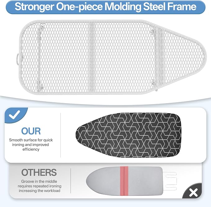 Small Ironing Board top with Heat Resistant Cover, Compact Mini Ironing Board with Metal mesh Frame,for Dorm,Apartment and Travel, Hook for Hanging, Iron Board, Iron Table Stand 12”×30” Dark Gray