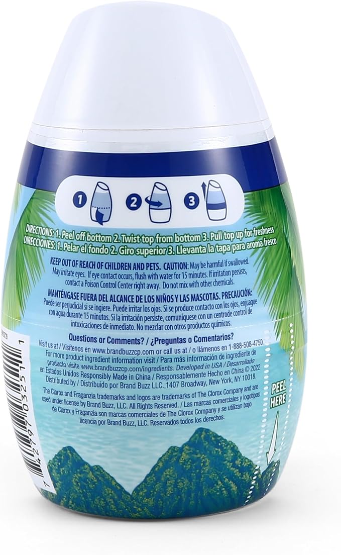 Clorox Fraganzia Gel Air Freshener Cone, Island Orchid Scent - No-Plug, Battery-Free Air Freshener for Small Rooms, Closets, Kitchens, Bathrooms, Offices and More, 6 Ounce