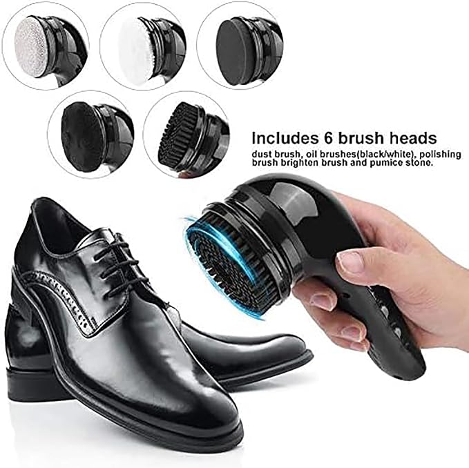 Electric Shoe Shine Kit - Multifunctional Polisher with 6 Brush Heads, USB Rechargeable, Easy to Use, Ideal for Wall, Tile Floor, and Bathtubs