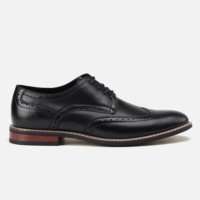 Mens Classic Cap Toe Dress Shoes Oxford for Office | Polished PU Outer Shell,Ventilated Comfortable Latex Insole. Formal Footwear Suited for Office Engagements ,Outings,Weddings