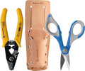 Jonard Tools TK-355 3 Hole Fiber Stripper & Kevlar Shears Scissor Kit, Leather Pouch