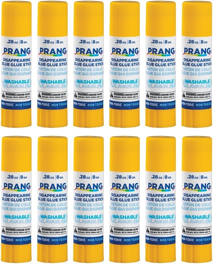 Prang Washable Glue Stick, Blue, 0.28 oz., 12 Count