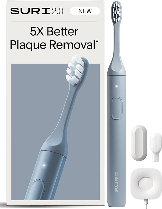 SURI 2.0 New Sonic Electric Toothbrush with Pressure Sensor | 1 Month+ Battery | Electric Toothbrush for Adults | Travel Toothbrushes | Tooth Brush | Blue