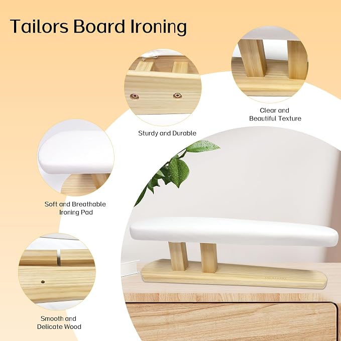 Padded Chest & Sleeve Tailor Ironing Board Long with Wooden Base for Household Tools, Tailor Dress Forms, Sewing and Tailoring Studio