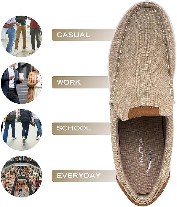 Nautica Men's Slip-On Loafers Casual Moc Toe Sneakers Boat Shoes Slipper for Men – Lightweight & Comfortable - Derwin