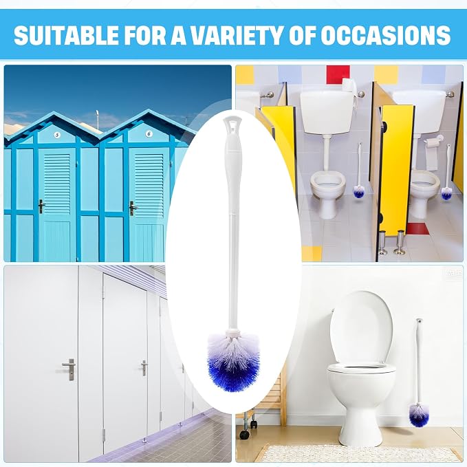 Reallnaive 24 Pcs 18 Inch Toilet Brush Toilet Bowl Cleaner Brush Bathroom Long Plastic Handled Cleaning Scrubber with Hook Hole for Household Bathroom Cleaning Supplies (Round Handle)