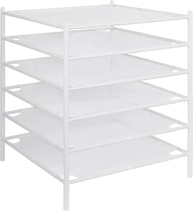 STO STO Sweater Drying Rack, 6-Pack Stackable Mesh Clothes Drying Rack, Laundry Drying Rack for Sweaters, Socks, Toys, White