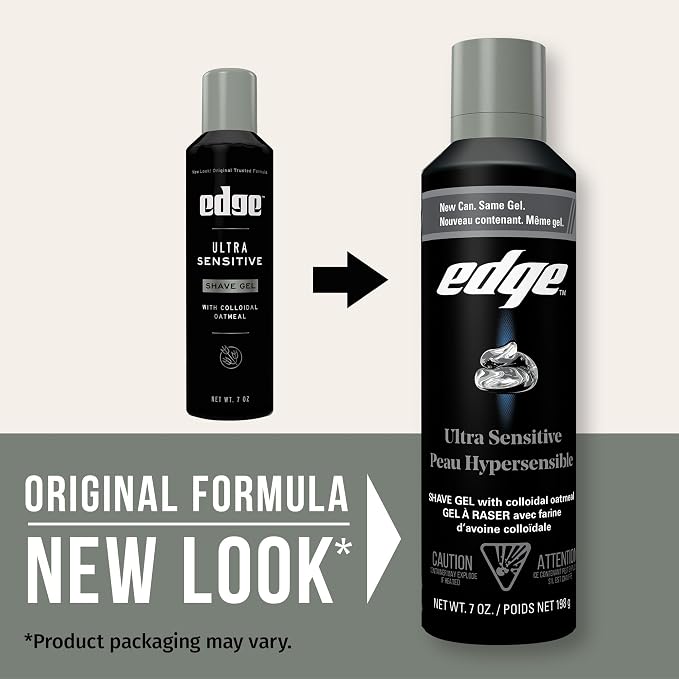 Edge Shaving Gel for Men, Ultra Sensitive with Colloidal Oatmeal, (6 Pack) - Shave Gel For Men That Moisturizes, Protects and Soothes To Help Reduce Skin Irritation