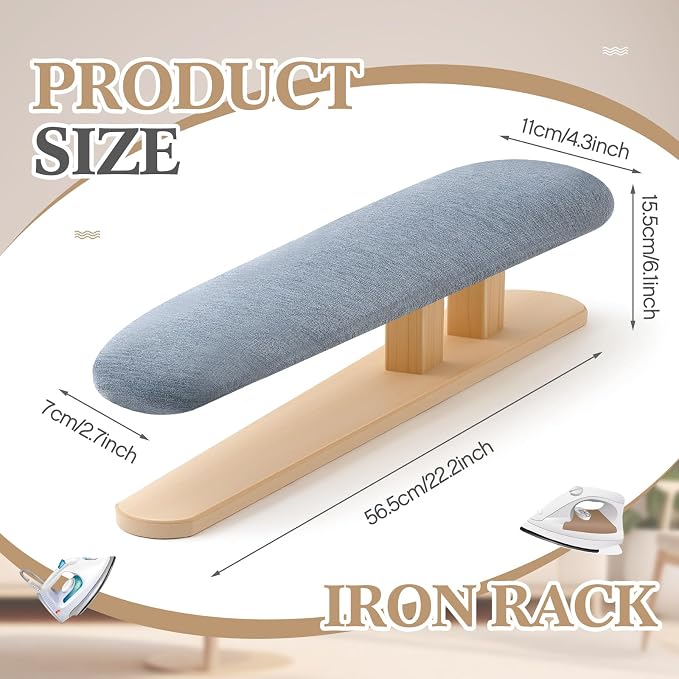 DoubleFill Padded Sleeve Ironing Board 57x13cm Tabletop Sleeves & Chest Tailor Ironing Board with Long Wooden Base for Tailor Dress Forms Household, Laundry Rooms, Travel Use, Gray