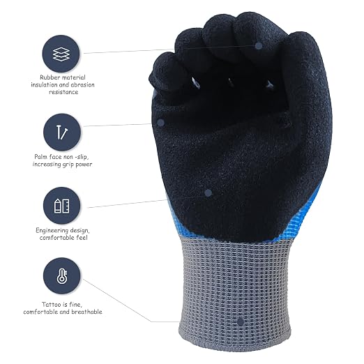 DongChu 2 Pairs Insulated Electrician Gloves 1000V Voltage Resistant Flame Retardant Work Gloves, Electrical Rubber Non-slip Texture Design for Electricians Prevent Shock