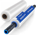 International Plastics Co. 2 Pack 15" Plastic Stretch Film Wrap with Extended Tension Handles 1200ft Each 500% Stretch Clear Cling Durable Adhering Packing Moving Heavy Duty Pallet Shrink