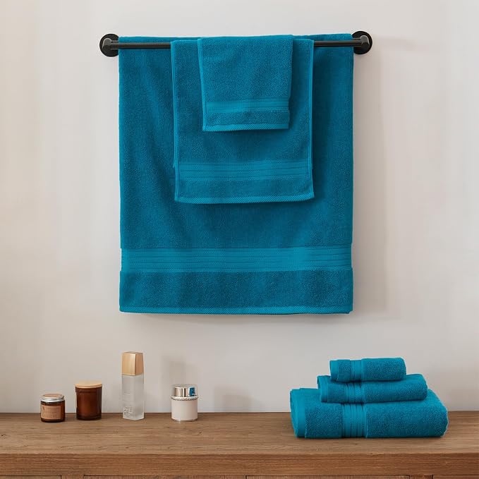 COZYART Luxury Hand Towels 4 PCS, Teal 100% Turkish Cotton 650 GSM | OEKO-Tex 100 Certified Zero Twist Ring Spun, Soft Absorbent Quick Dry, Plush Fluffy, Breathable Hotel Quality for Daily Use