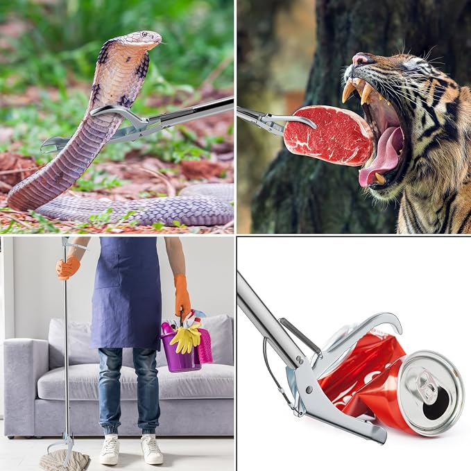 47" Extra Heavy Duty Snake Tongs Reptile Grabber Catcher | Wide Jaw Handling Tool for Outdoor, Garden, and Emergency Use
