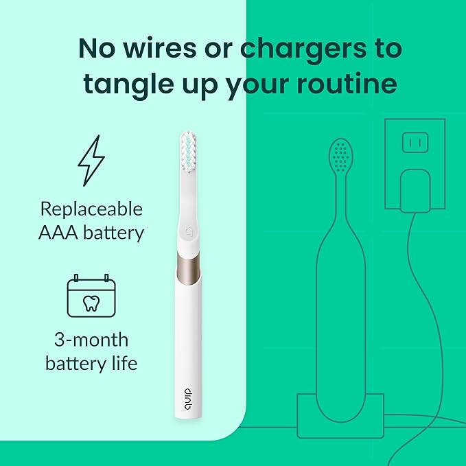 Quip Metal Sonic Electric Toothbrush for Adults - Time Travel & Soft Bristles with Travel Case & Replacement Brush Head - 3 Month Battery Life, Dawn Peach Gold