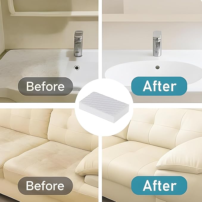 Magic Eraser Cleaning Sponge | Pack of 4 | Chemical-Free, Multi-Purpose Wipe for Effortless Cleaning of Kitchen, Bathroom, Walls, Shoes & More – Tough on Stains, Gentle on Surfaces