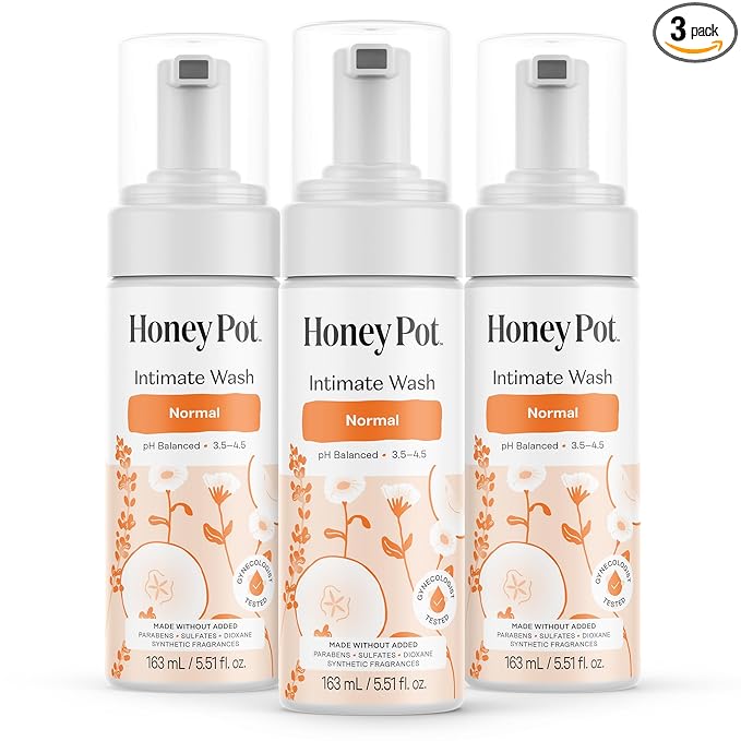 The Honey Pot Company - Feminine Wash - Normal - pH Balanced, Herbal Infused Plant-Based Feminine Care for Sensitive Skin - Daily Intimate Cleanser for Women - 5.51 Fl Oz (Pack of 3)