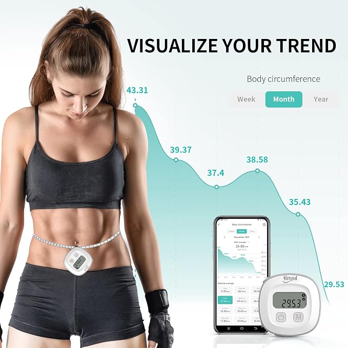 Slimpal Body Tape Measure with Case, Tool for Monitoring Body Fat, Measuring Tape for Body, Digital Smart Retractable Measuring Tape for Accurately Measuring BMI Fitness Body Shape and Weight-Loss