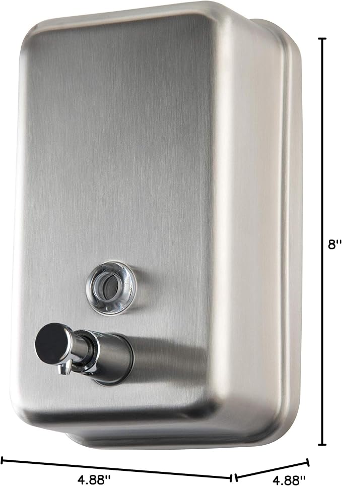 Commercial Soap Dispenser Wall Mount, 304 Stainless Steel & Solid Brass Pump Core, Industrial Grade Hand Soap Dispenser with Corrosion-Proof Lining for Bathrooms & Kitchens, 37oz/1100ml ADA Compliant