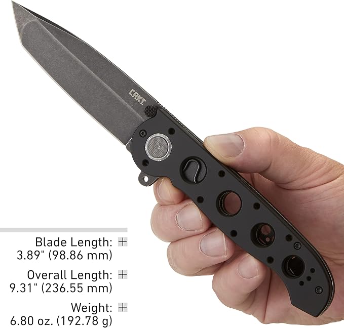 CRKT M16-04DB Assisted Folding Knife with Deadbolt Lock - D2 Plain Edge Blade, Aluminum Handle, Reversible Pocket Clip, M16-04DB