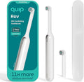 Quip Rev Oscillating Rechargeable Electric Toothbrush with Extra Brush Head - Soft Bristles, Pressure Sensor, 3 Intensities, 30-Day Battery Life, 2-Min Timer, Travel Case, Mirror Mount - Silver Cloud