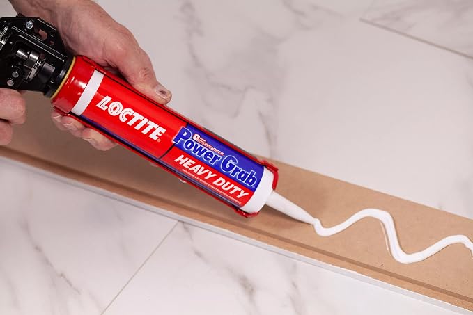 Loctite Power Grab Express Heavy Duty Construction Adhesive, 9 fl oz Cartridge, Versatile Constuction Glue for Wood, Wall, Tile, Foam Board & More (Pack of 2)