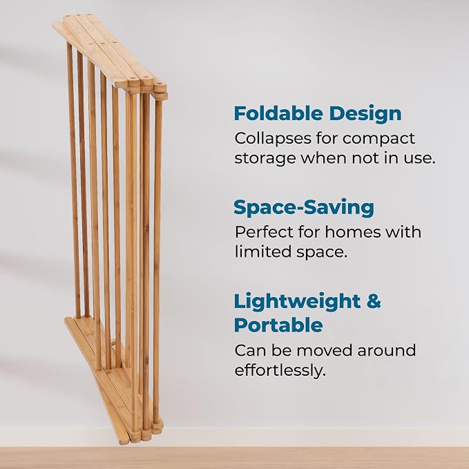 Honey-Can-Do Bamboo Collapsible Clothes Drying Rack, 25 Linear Feet | Folds flat for storage; 40 lb capacity; multi-tier drying for sweaters, towels & delicates; indoor or outdoor use