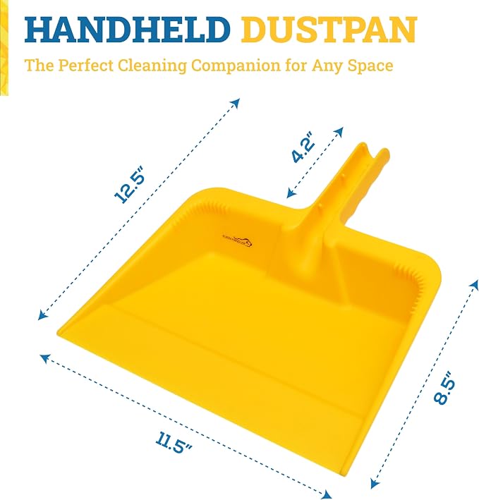 KLEEN HANDLER Heavy-Duty Plastic Handheld Dust Pan for Indoor/Outoor Commercial & Residential Use in Kitchen, Garage, Decks and More, Pack of 6