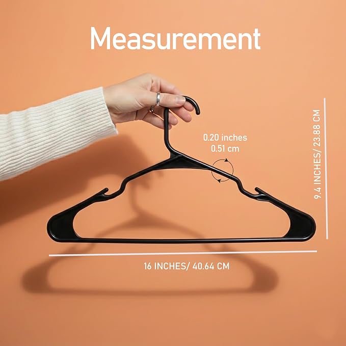 Utopia Home Plastic Hangers 30 Pack – Space Saving Clothes Hanger Black | Durable & strong | Closet organizer & storage | Ideal for apartments, dorms & stocking stuffers