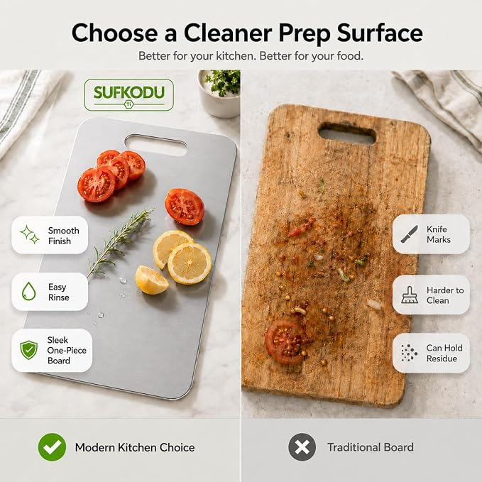 Titanium Cutting Board Set of 3, Titanium Cutting Boards for Kitchen, 100% Double-Sided Titanium Cutting Boards, Separate Raw and Cooked Food Areas, Non-Toxic, Dishwasher Safe (S+ M + L)