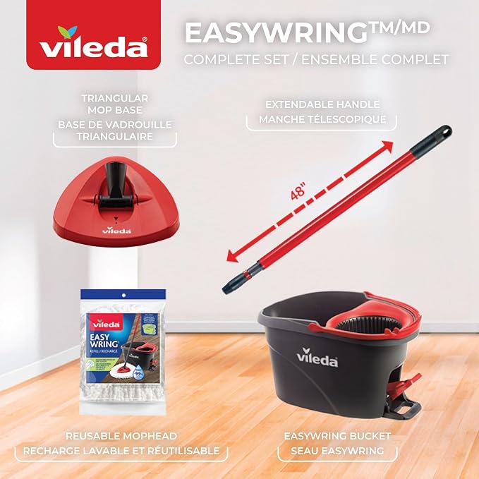Vileda EasyWring Microfibre Spin Mop & Bucket Floor Cleaning System