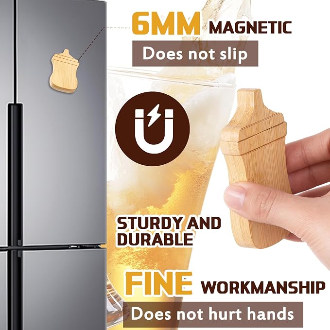Vesici 24 Pcs Magnetic Wood Bottle Opener 2.5" DIY Bamboo Baby Bottle Shape Beer Opener Baby Shower Favors Wooden Beer Openers Fridge Refrigerator Magnet Gift for Guests Wedding Party Souvenirs