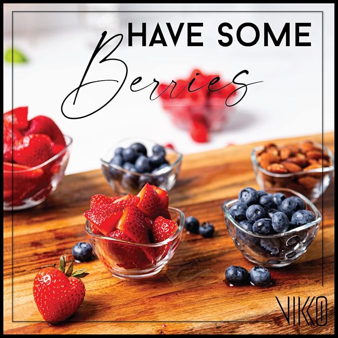 Vikko Mini Glass Bowls, Set of 12 Soy Sauce Dishes, Small 2.25 Ounce Dipping Sauce Cups, Dipping Bowls, Multi Purpose Small Glass Bowls for Dessert, Candy, Kitchen Prep, Dishwasher Safe