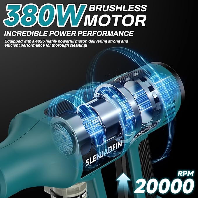 SLENJADFIN Cordless Portable Washer Compatible with Makita 18V Battery, Portable Handheld Cleaning Tool with Brushless Motor, 6-in-1 Nozzle, 4 Level Adjustable for Car Floor Fence Wall (Tool only)