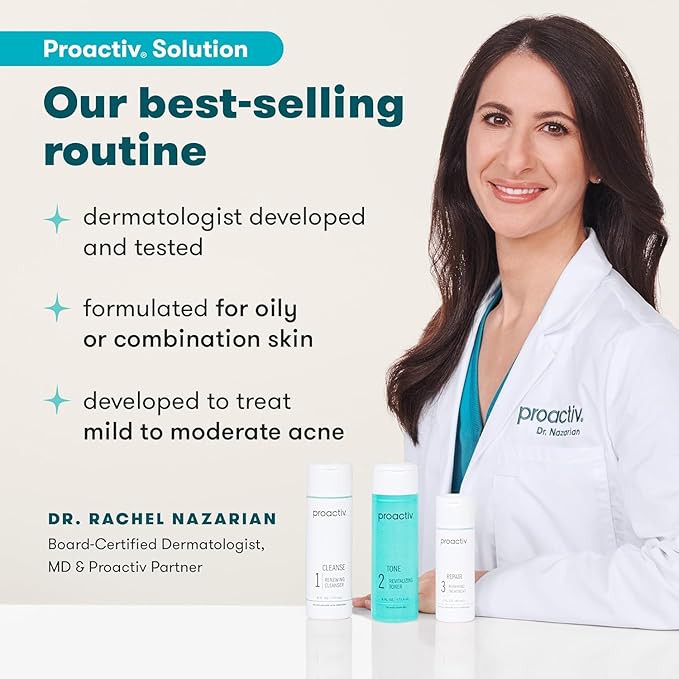Proactiv 3 Step Acne Treatment w/ Pimple Patches - Benzoyl Peroxide Face Wash, Repairing Acne Spot Treatment for Face and Body, Exfoliating Toner - 90 Day Complete Acne Skin Care Kit + Pimple Patches