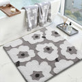 LUMI Floral Bath Mat, Soft Absorbent Square Bath Rug, Non-Slip Quick Dry Luxury Rug, Machine Washable Rugs for Bathroom Floor, Bathtub, Living Room, Home Decor, White Grey, 26"x26"