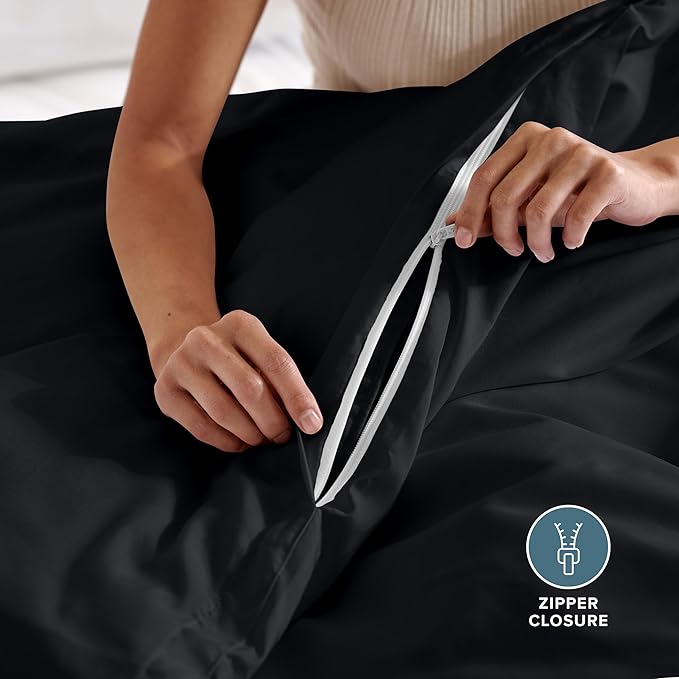 Bare Home Bedding Duvet Cover Full Size - Premium 1800 Super Soft Collection - Lightweight, Cooling Duvet Cover - Soft Breathable Bedding (Full, Black)