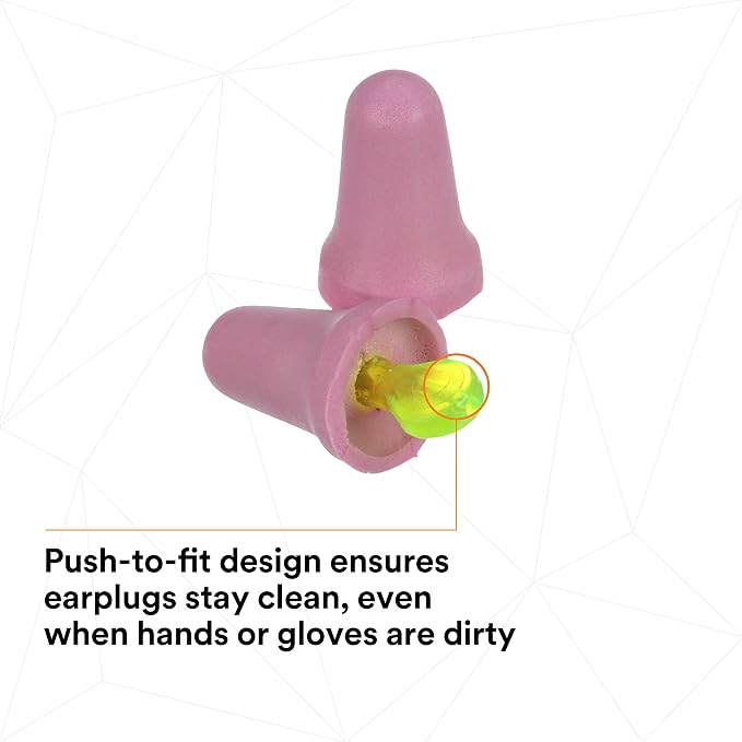 3M No-Touch Foam Earplugs P2000, Uncorded, NRR 29dB, Pack of 100 Pairs, Bell Shaped | NRR 29dB, Bell Shaped