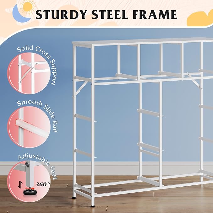 WLIVE 9 Drawer Dresser, Fabric Storage Tower for Bedroom, Hallway, Closet, Tall Chest Organizer Unit for Bedroom with Fabric Bins, Steel Frame, Wood Top, Easy Pull Handle, A-Pink