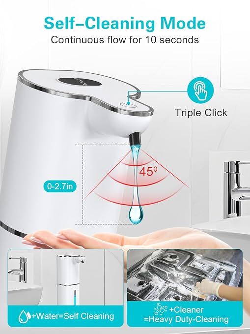 Bomivoi 2 Pack Automatic Liquid Soap Dispenser, Rechargeable Touchless Soap Dispenser, Digital Display, 6-Level Adjustable, 380mL Wall Mount Countertop Hand Soap Dispenser for Bathroom Kitchen Sink