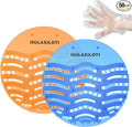 Urinal Screen Deodorizer(50 pack), Anti-Splash Urinal Screens Cakes with Long-Lasting Fragrance for Men Toilet Bathroom Airport Office Mall Hotel (25 Blue, 25 Orange)