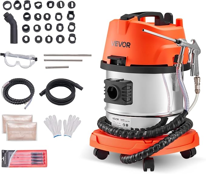 VEVOR Walnut Blaster Kit for Carbon Cleaning, 1200W Sand Blaster with Built-in Vacuum, Extension Nozzle Sandblaster Gun, and 5.5lbs Walnut Shell for Engine Intake Valve Cleaning - 13L | Large Capacity & High-Efficiency Cleaning