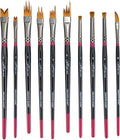 Creative Mark FX Effects Taklon Paint Brushes, Set of 10 - Watercolor, Acrylics & Oil Paint - Soft, Resilient Brush Styles: Multi-Liner, Ribbon, Angular, Dabber, Dagger - w/Resealable Vinyl Pouch