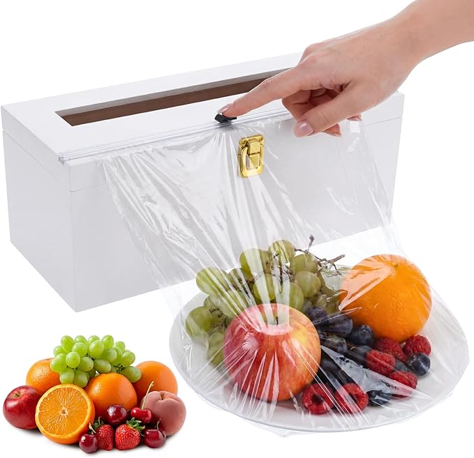 12" Commercial Plastic Wrap Dispenser with Cutter & Roller Heavy Duty Holder for 3000ft Film 1000ft Foil Roll for Restaurant Kitchen Foodservice