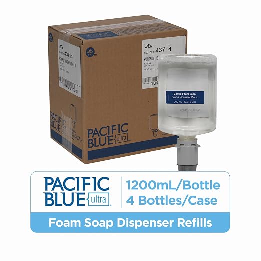 Pacific Blue Ultra Gentle Foam Hand Soap Refill (43714), Compatible Only With Pacific Blue Ultra Manual Dispenser, Dye and Fragrance-Free, 40.5 FL OZ, 4 Refills Per Case