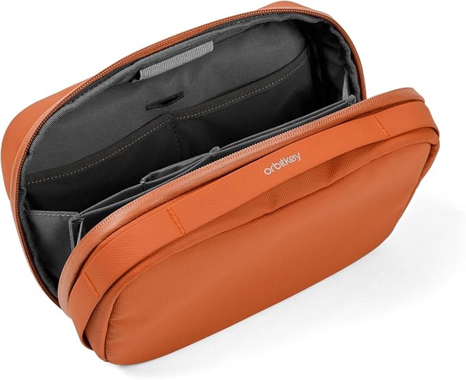 Orbitkey 2-in-1 Tech Accessory Pouch with Detachable Slim Sleeve – Travel Electronics Organizer for Cables, Chargers, Earbuds, Power Bank – Compact Gadget Bag & Portable Tech Storage Case (Terracotta)