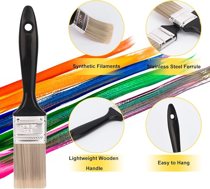 30 Pack 1.5 Inch Paint Brushes - A Professional Range of Wall Paint Brushes, Deck Paint Brush, and Chip Brushes - Perfect DIY Painting Tools for Your Home or Business KUKLIPJIM