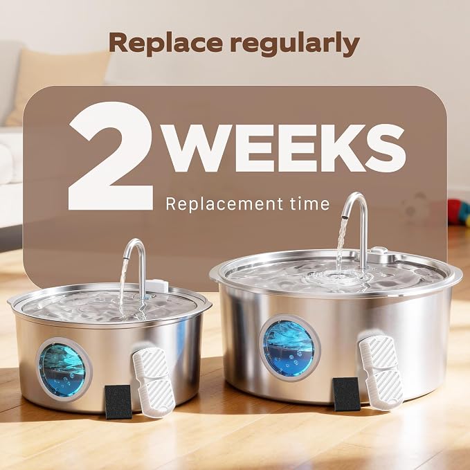 GROOKPET Dog Water Fountain Filters: 16 Dog Fountain Filters - Pet Water Fountain Filters Replacement - Including 8 Filters + 8 Sponges - Suitable for GROOKPET Dog Water Fountain for Large Dogs